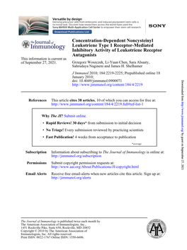 Concentration-Dependent Noncysteinyl Leukotriene Type 1 Receptor-Mediated Inhibitory Activity of Leukotriene Receptor Antagonist