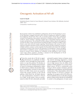 Oncogenic Activation of NF-Kb