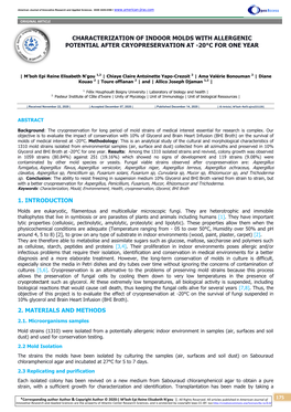 Characterization of Indoor Molds with Allergenic Potential After Cryopreservation at -20°C for One Year