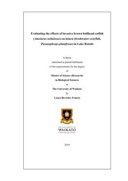 Evaluating the Effects of Invasive Brown Bullhead Catfish (Ameiurus Nebulosus) on Kōura (Freshwater Crayfish, Paranephrops Planifrons) in Lake Rotoiti