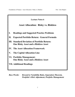 Asset Allocation: Risky Vs