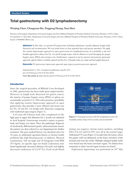 Total Gastrectomy with D2 Lymphadenectomy