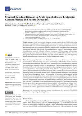 Minimal Residual Disease in Acute Lymphoblastic Leukemia: Current Practice and Future Directions