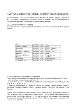 Tariffa N.41 13 Piemonte Formula E Piemonte Torino