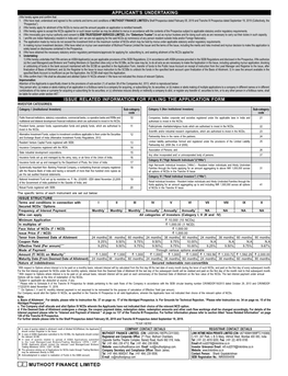 Muthoot Finance Limited’S Shelf Prospectus Dated February 05, 2019 and Tranche III Prospectus Dated September 19, 2019 (Collectively, the “Prospectus”)