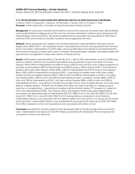 AHPBA 2019 Annual Meeting | Eposter Abstracts Friday, March 22, 2019 & Saturday, March 23, 2019