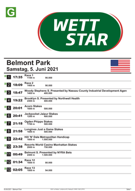 Belmont Park Samstag, 5