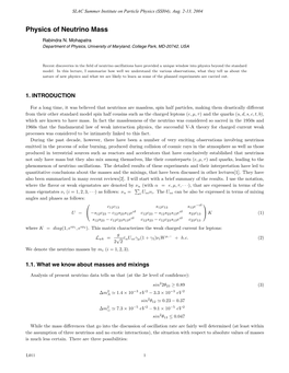 Physics of Neutrino Mass