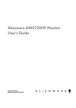 Alienware AW2720HF Monitor User's Guide