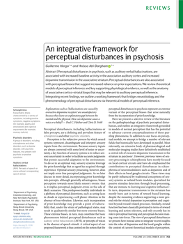 An Integrative Framework for Perceptual Disturbances in Psychosis