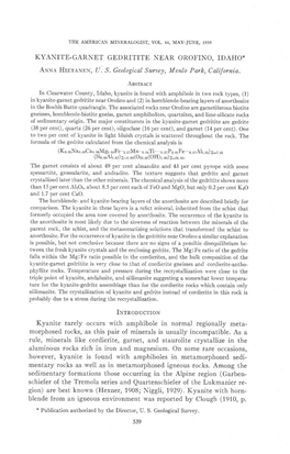 KYANITE-GARNET GEDRITITE NEAR OROFINO, IDAHO* ANNI Hrbranrn, U