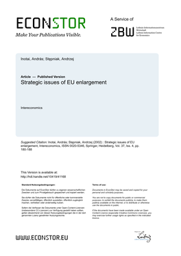 Strategic Issues of EU Enlargement