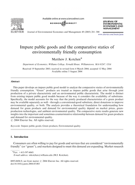 Impure Public Goods and the Comparative Statics of Environmentally Friendly Consumption