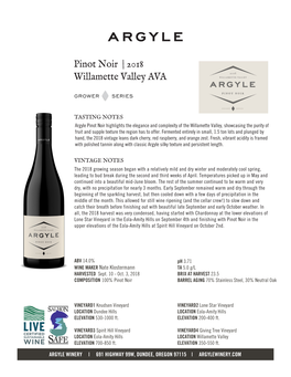 Pinot Noir | 2018 Willamette Valley AVA