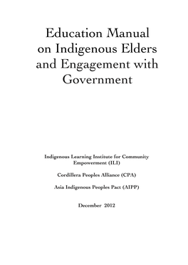 Education Manual on Indigenous Elders and Engagement With