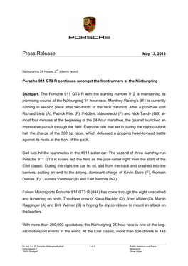 Press Release May 13, 2018