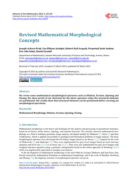 Revised Mathematical Morphological Concepts