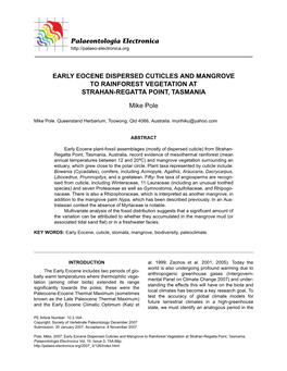 Palaeontologia Electronica EARLY EOCENE DISPERSED CUTICLES