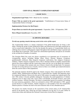 Establishment of Conservation Status of Acipenseridae Family in Georgia``