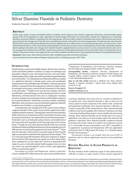 Silver Diamine Fluoride in Pediatric Dentistry Sivakumar Nuvvula1, Sreekanth Kumar Mallineni2