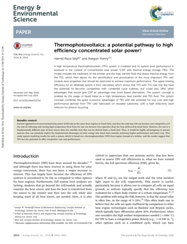 A Potential Pathway to High Efficiency Concentrated Solar Power