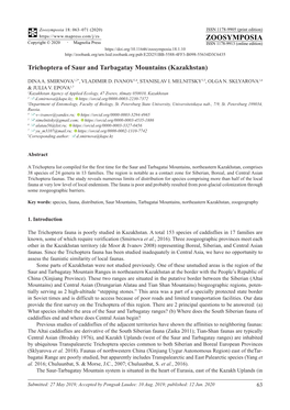 Trichoptera of Saur and Tarbagatay Mountains (Kazakhstan)