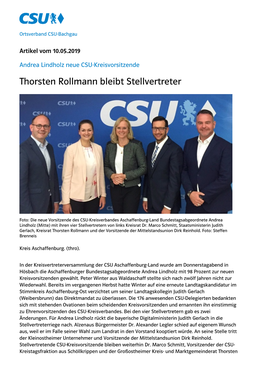 Andrea Lindholz Neue CSU-Kreisvorsitzende – Thorsten Rollmann Bleibt Stellvertreter