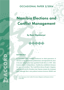 Namibia Elections and Conflict Management