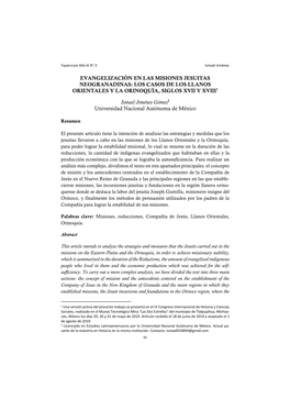 Evangelización En Las Misiones Jesuitas Neogranadinas: Los Casos De Los Llanos Orientales Y La Orinoquía, Siglos Xvii Y Xviii1