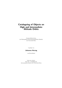 Cataloguing of Objects on High and Intermediate Altitude Orbits