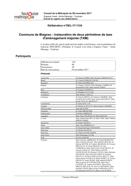 Instauration De Deux Périmètres De Taxe D'aménagement Majorée (TAM)