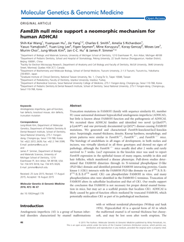 Fam83h Null Mice Support a Neomorphic Mechanism for Human ADHCAI Shih-Kai Wang1, Yuanyuan Hu1, Jie Yang1,2, Charles E