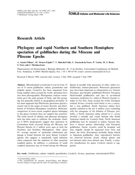 Research Article Phylogeny and Rapid Northern and Southern Hemisphere