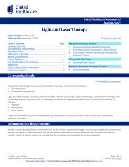 Light and Laser Therapy – Commercial Medical Policy