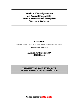 Institut D'enseignement De Promotion Sociale De La Communauté Française Verviers-Waimes