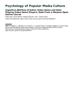 Cognitive Abilities of Action Video Game and Role-Playing Video Game Players: Data from a Massive Open Online Course