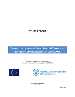 Study Report an Analysis of Women's Land Rights &Territorial Rights Of