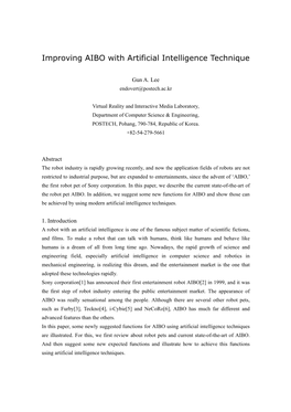 Improving AIBO with Artificial Intelligence Technique