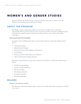 Women's and Gender Studies