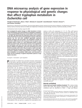 DNA Microarray Analysis of Gene Expression in Response to Physiological and Genetic Changes That Affect Tryptophan Metabolism in Escherichia Coli