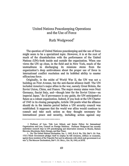 United Nations Peacekeeping Operations and the Use of Force