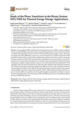 Study of the Phase Transitions in the Binary System NPG-TRIS for Thermal Energy Storage Applications