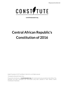 Central African Republic's Constitution of 2016