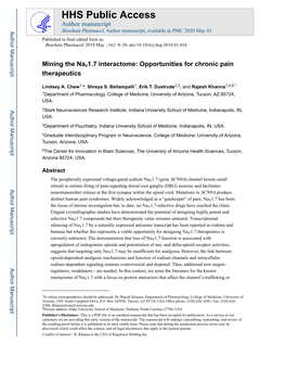 Mining the Nav1.7 Interactome: Opportunities for Chronic Pain Therapeutics