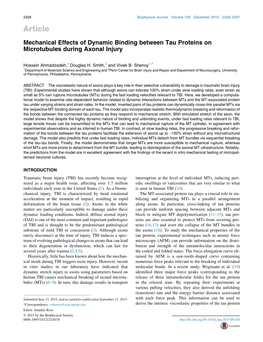 Mechanical Effects of Dynamic Binding Between Tau Proteins on Microtubules During Axonal Injury