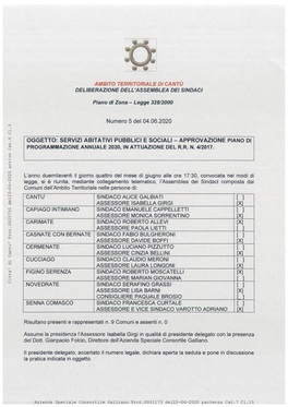 Azienda Speciale Consortile Galliano Prot.0001173 Del22-06-2020 Partenza Cat.7 Cl.15