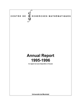 Annual Report 1995-1996 Ce Rapport Est Aussi Disponible En Français