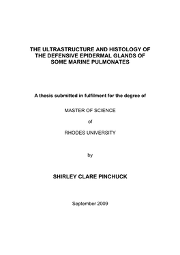 The Ultrastructure and Histology of the Defensive Epidermal Glands of Some Marine Pulmonates