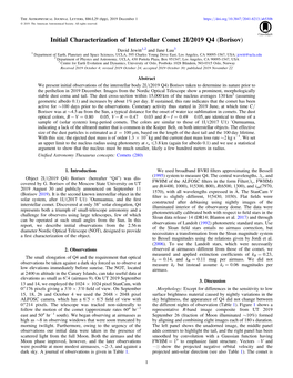 Initial Characterization of Interstellar Comet 2I/2019 Q4 (Borisov)