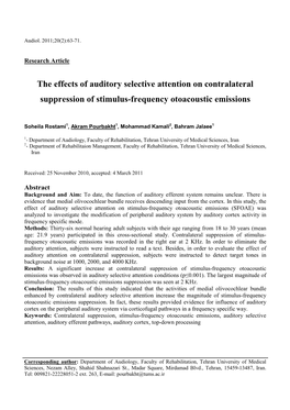 The Effects of Auditory Selective Attention on Contralateral